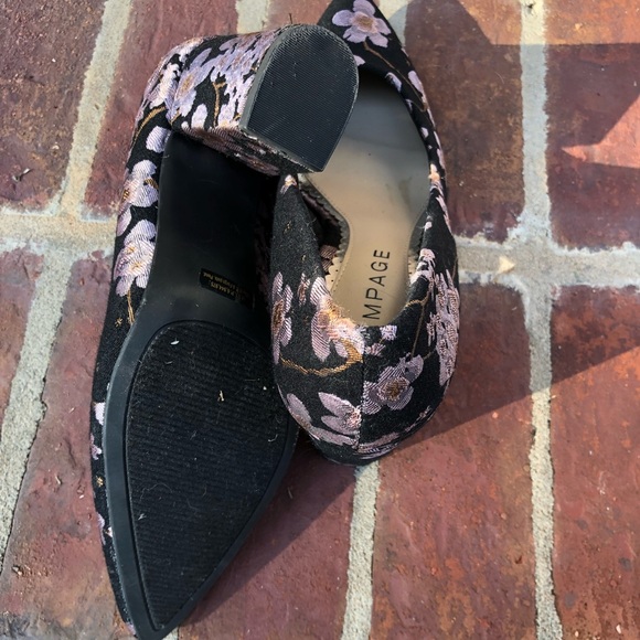 Rampage "Bethie" Floral Print Pointy Toe Pumps Block Heel Purple Black 10 - Picture 10 of 11